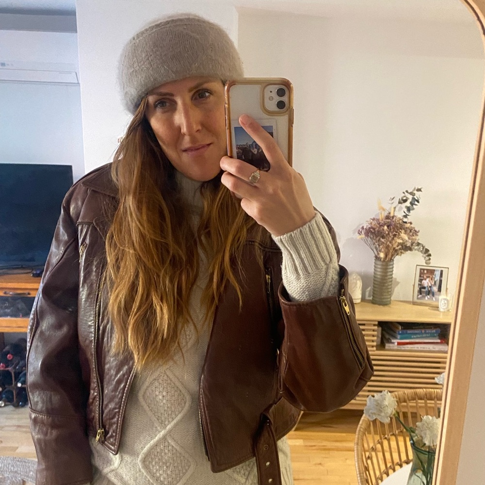 Angora & wool brown beanie